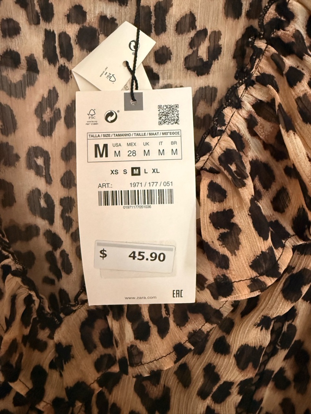 Zara sheer leopard animal print top NWT - Picture 4 of 5